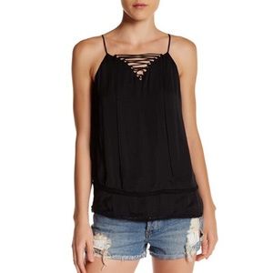 Ro & De Tiered Lace Up Cami Top